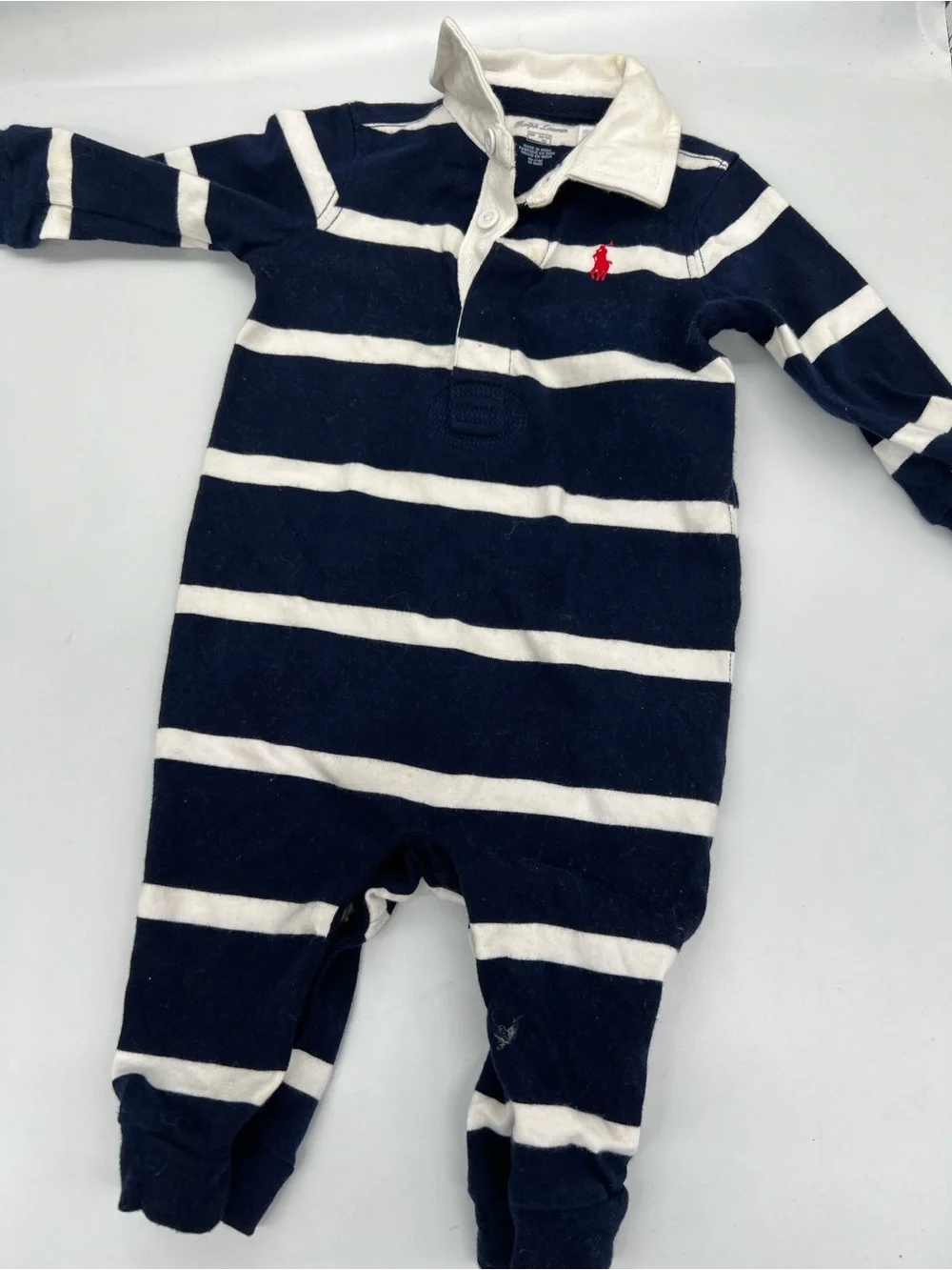 Ralph Lauren Navy Hooded Zip Sweatshirt & Striped One-Piece Navy/White
